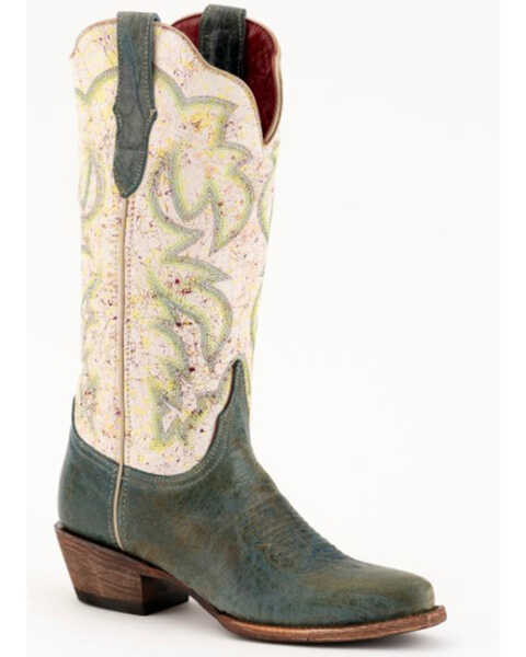 Image #1 - Ferrini Women's Candy Full-Grain Western Boots - Snip Toe , Teal, hi-res
