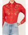 Image #3 - Rockmount Ranchwear Women's Floral Embroidered Long Sleeve Pearl Snap Western Shirt, Red, hi-res