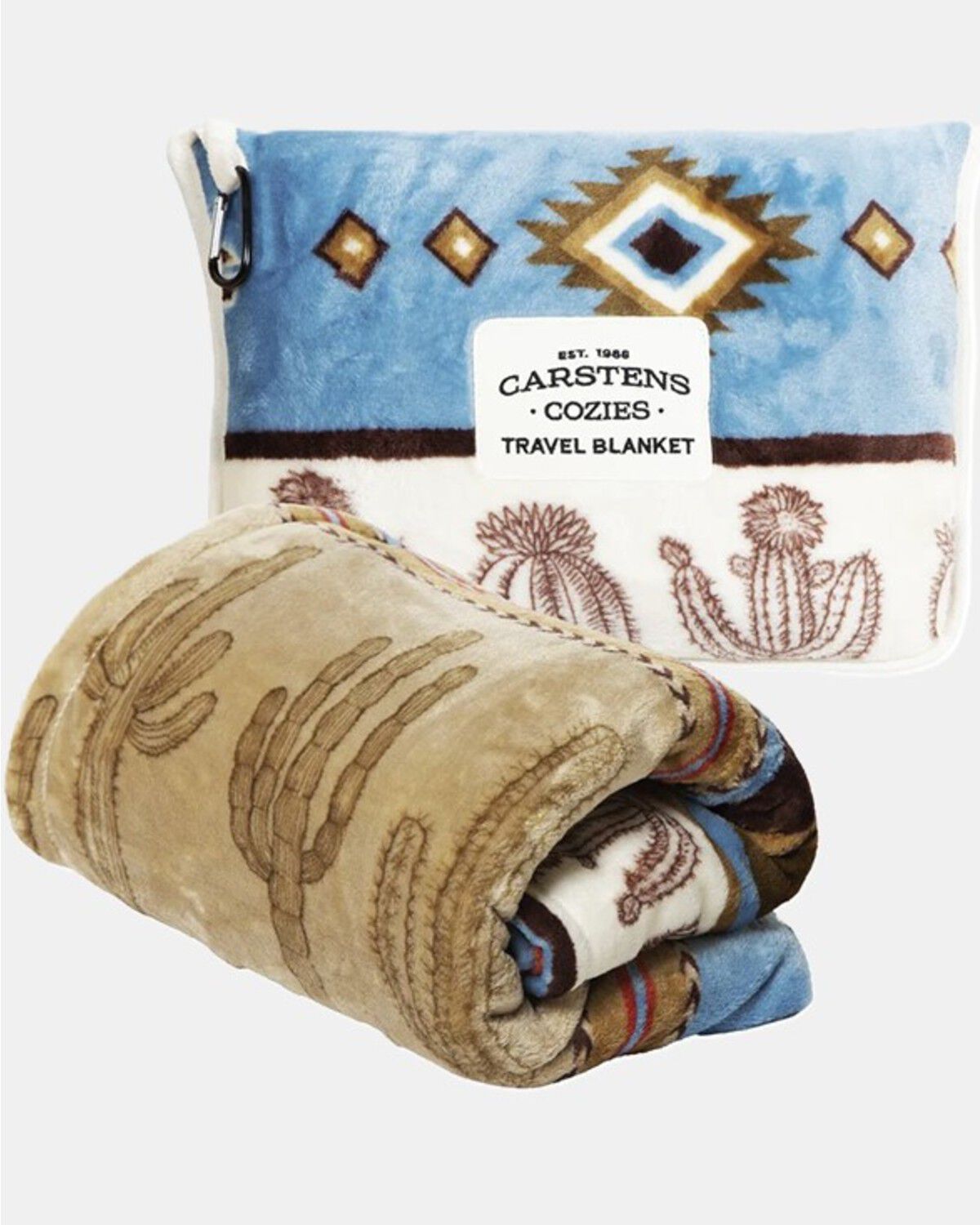 Image #1 - Carstens Home Cactus Stripe Travel Blanket, Blue, hi-res