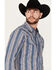 Image #2 - Cody James Men's Sky Lodge Striped Print Long Sleeve Pearl Snap Western Shirt, Blue, hi-res