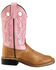 Old West Girls' Pink Cowgirl Boots - Square Toe, Tan, hi-res