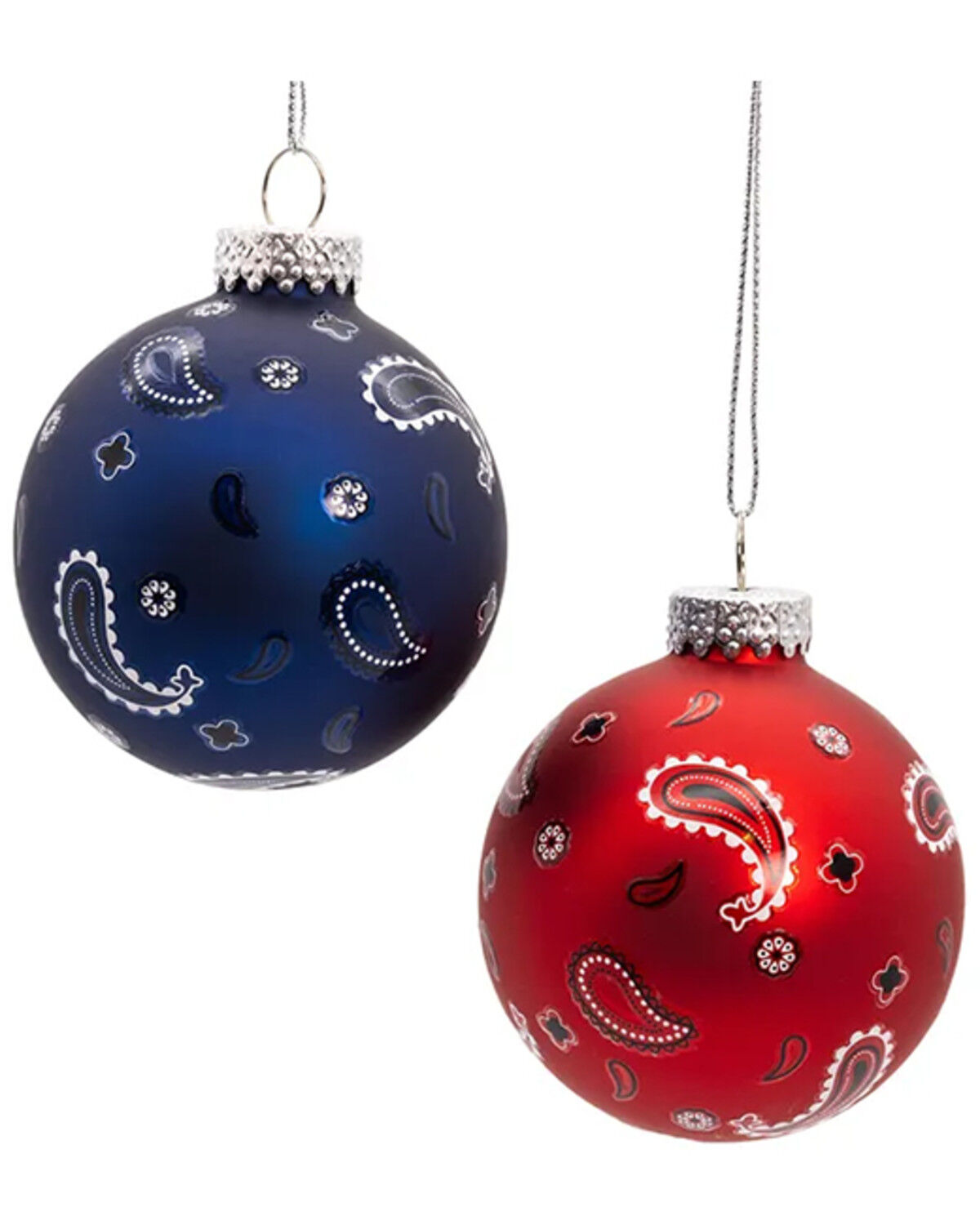 Image #1 - Kurt Adler Glass Bandana Style Ball Ornament Set - 6 Piece, Multi, hi-res