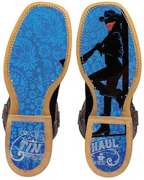 Image #2 - Tin Haul Women's Bandida Western Boots - Broad Square Toe, Black, hi-res