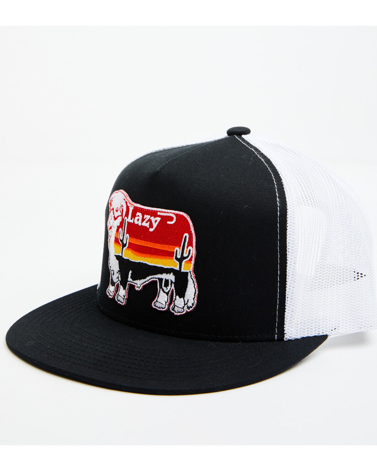 Image #1 - Lazy J Ranch Men's Sunset Cow Patch Mesh-Back Ball Cap, Black, hi-res