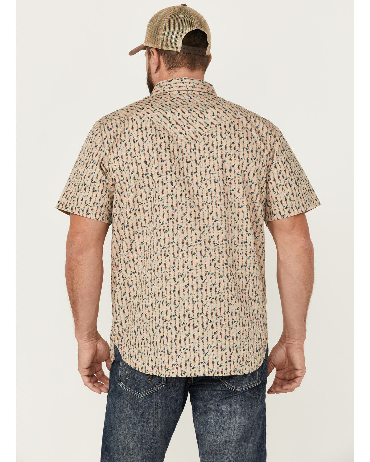 Image #4 - Moonshine Spirit Men's Vinyl Printed Short Sleeve Snap Western Shirt, Tan, hi-res