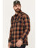 Image #2 - Moonshine Spirit Men's Rusted Still Plaid Print Snap Western Flannel Shirt, Navy, hi-res