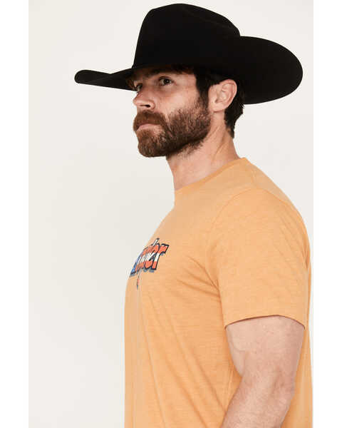 Image #2 - Wrangler Men's Boot Barn Exclusive Americana Logo Short Sleeve Graphic T-Shirt , Tan, hi-res