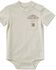 Image #1 - Carhartt Infant Girls' Flower Pocket Short Sleeve Onesie, Cream, hi-res