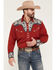Image #1 - Scully Gunfighter Long Sleeve Pearl Snap Western Shirt, Red, hi-res