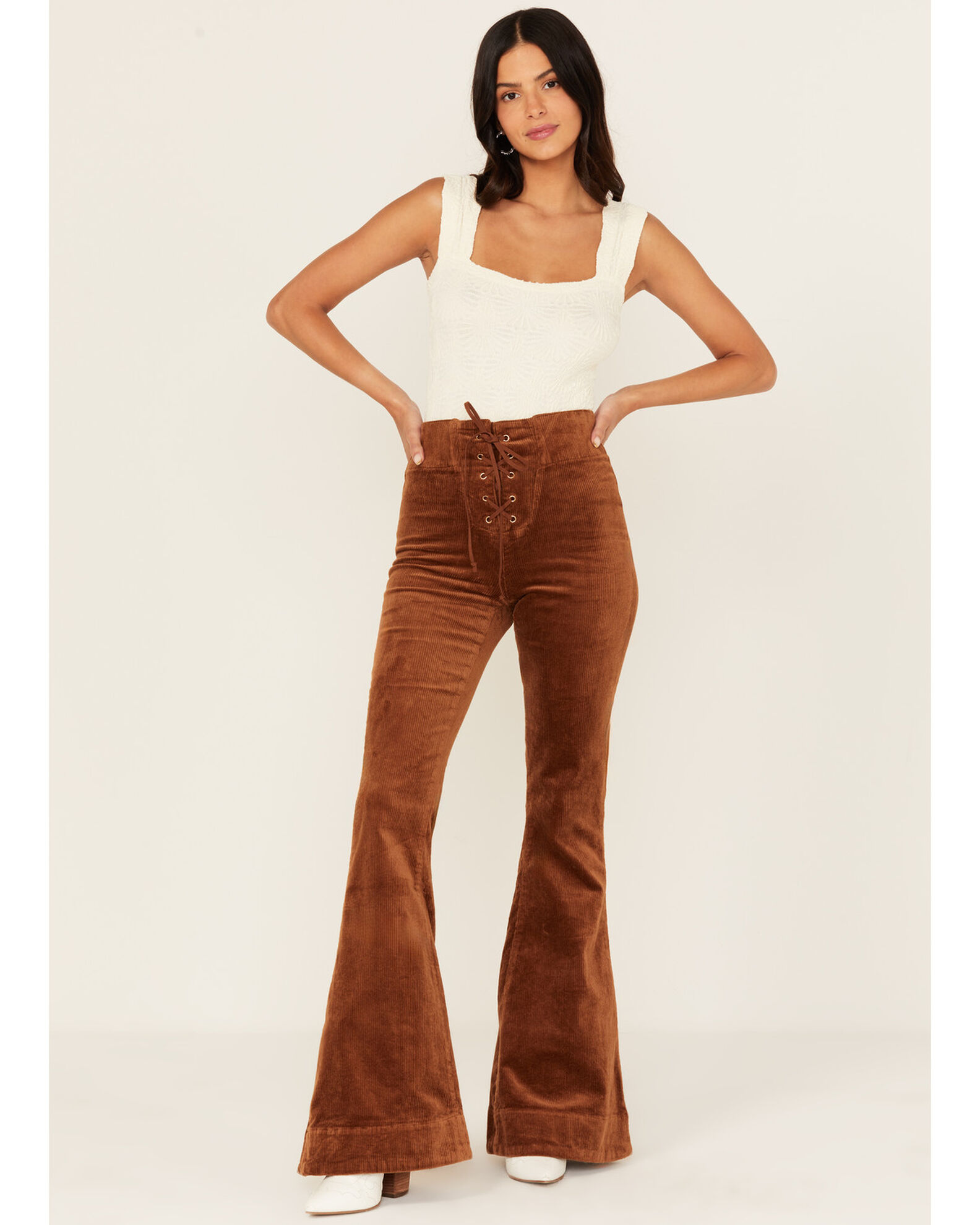Show Me Your Mumu Women s Cam High Rise Corduroy Bell Bottom Pants Sheplers