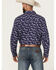 Image #4 - Gibson Trading Co Men's Blossom Floral Print Long Sleeve Snap Western Shirt, Navy, hi-res