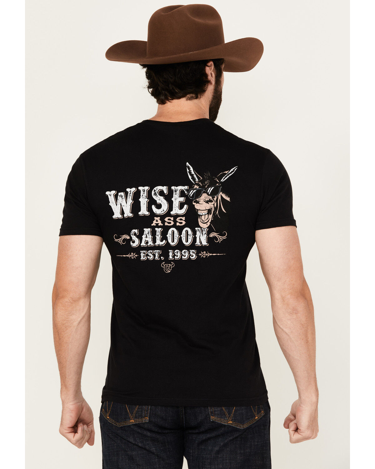 Image #1 - Cowboy Hardware Men's Wise Ass Saloon Short Sleeve Graphic T-Shirt, Black, hi-res