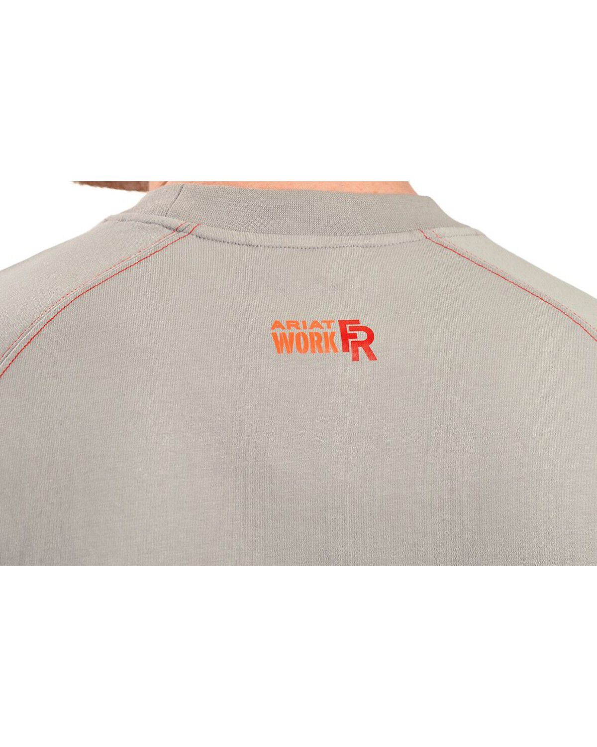 Image #7 - Ariat Men's FR Work Crew Long Sleeve T-Shirt, Silver, hi-res