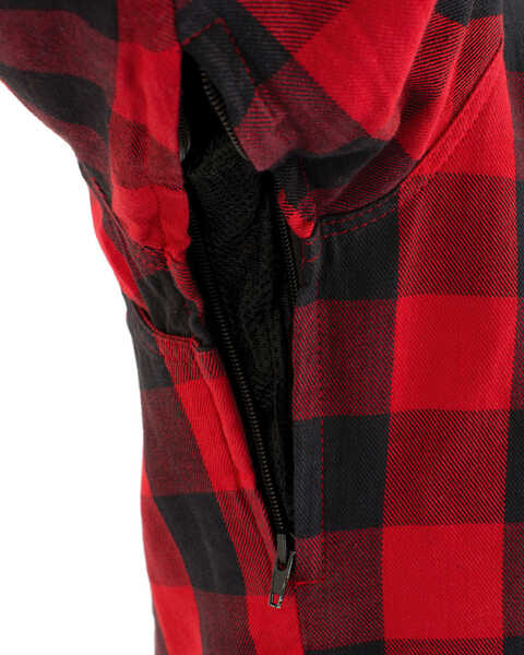 Image #4 - Milwaukee Performance Men's Aramid Checkered Flannel Biker Shirt - Big & Tall, Black/red, hi-res