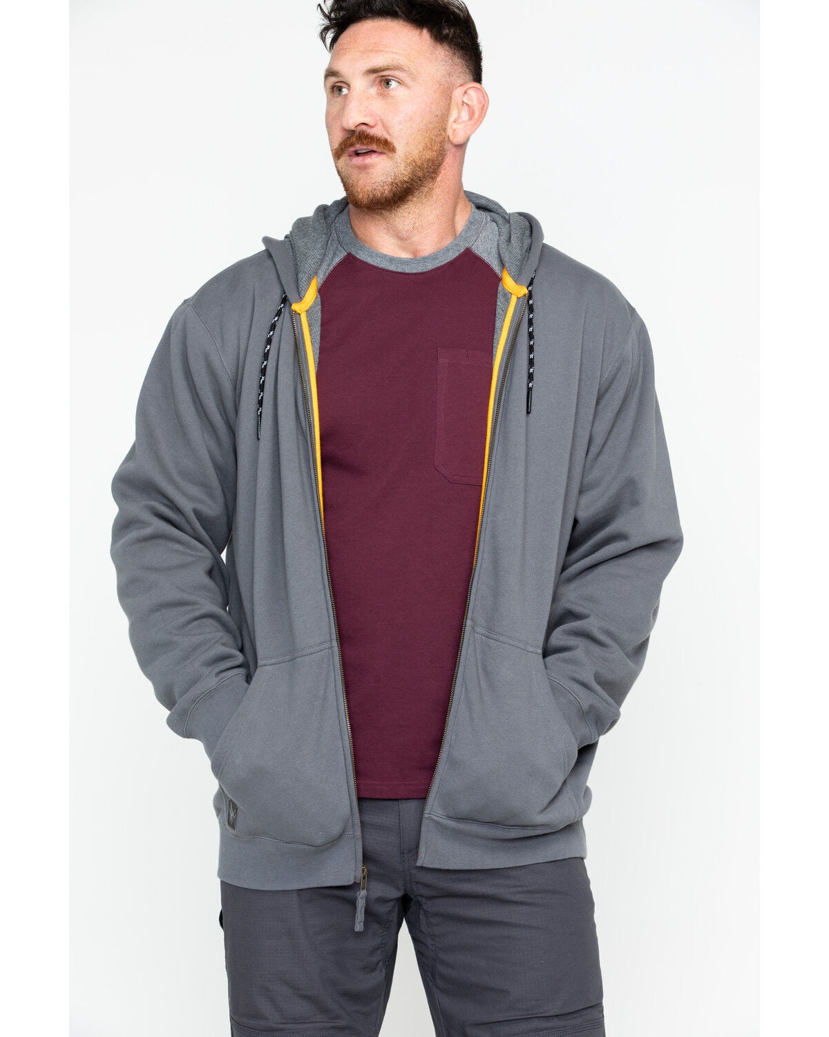 Hawx Men's Zip-Front Hooded Work Jacket, Charcoal, hi-res