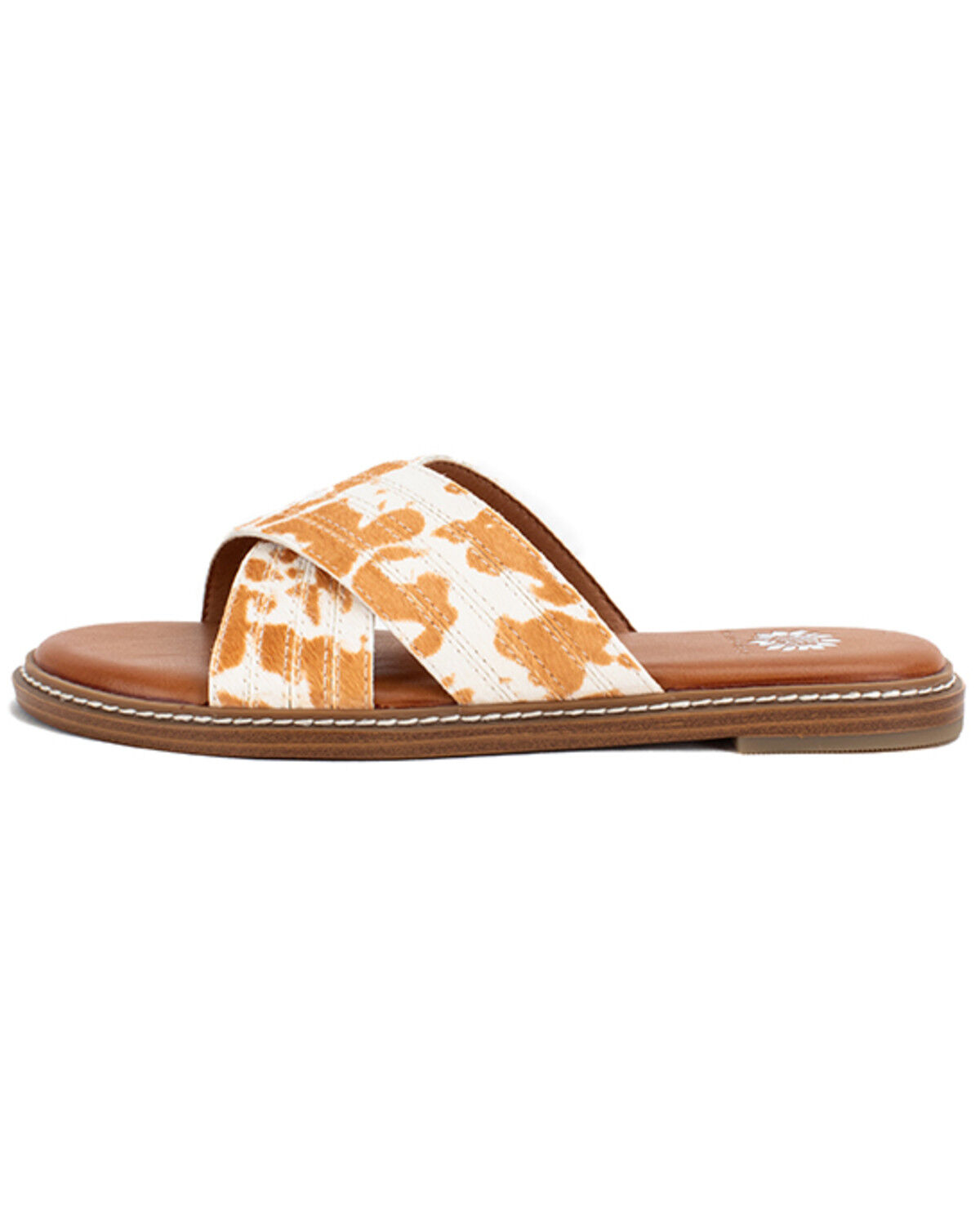 Image #3 - Yellow Bow Women's Linta Crossband Slide Sandals, Cream/brown, hi-res