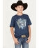 Image #1 - Ariat Boys' Cowboy Plans Short Sleeve Graphic T-Shirt, Navy, hi-res