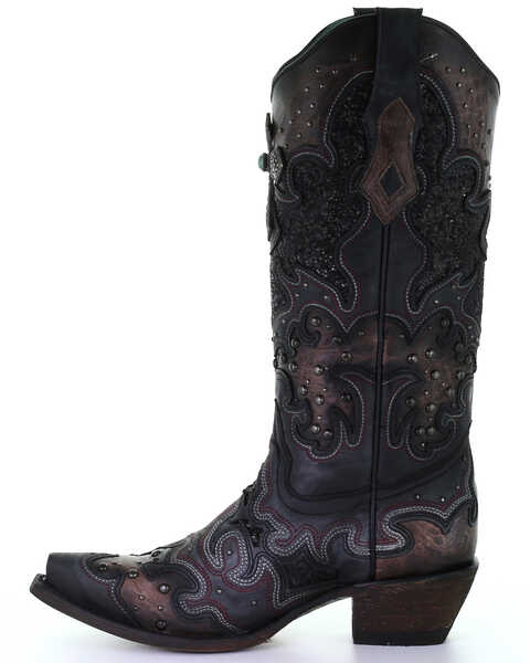 Image #3 - Corral Women's Glitter Inlay & Cross Western Boots - Snip Toe, , hi-res