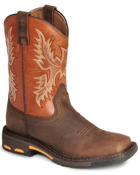 Image #1 - Ariat Boys' Earth WorkHog® Western Boots - Square Toe, Earth, hi-res
