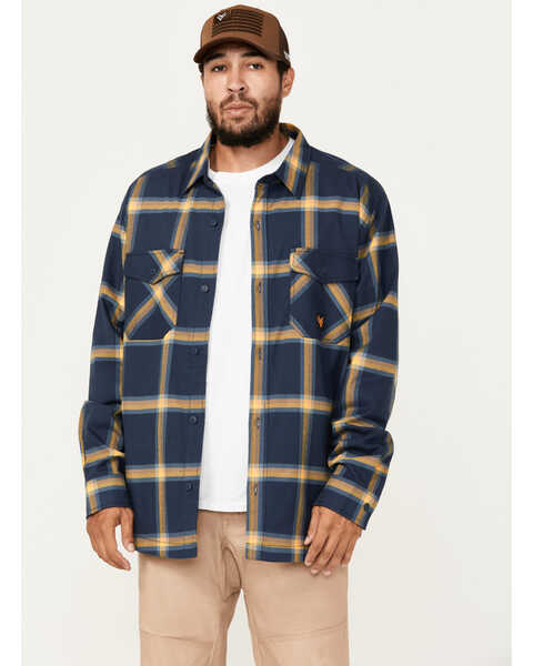 Image #1 - Hawx Men's Thermal Lined Flannel Work Shirt Jacket, Navy, hi-res