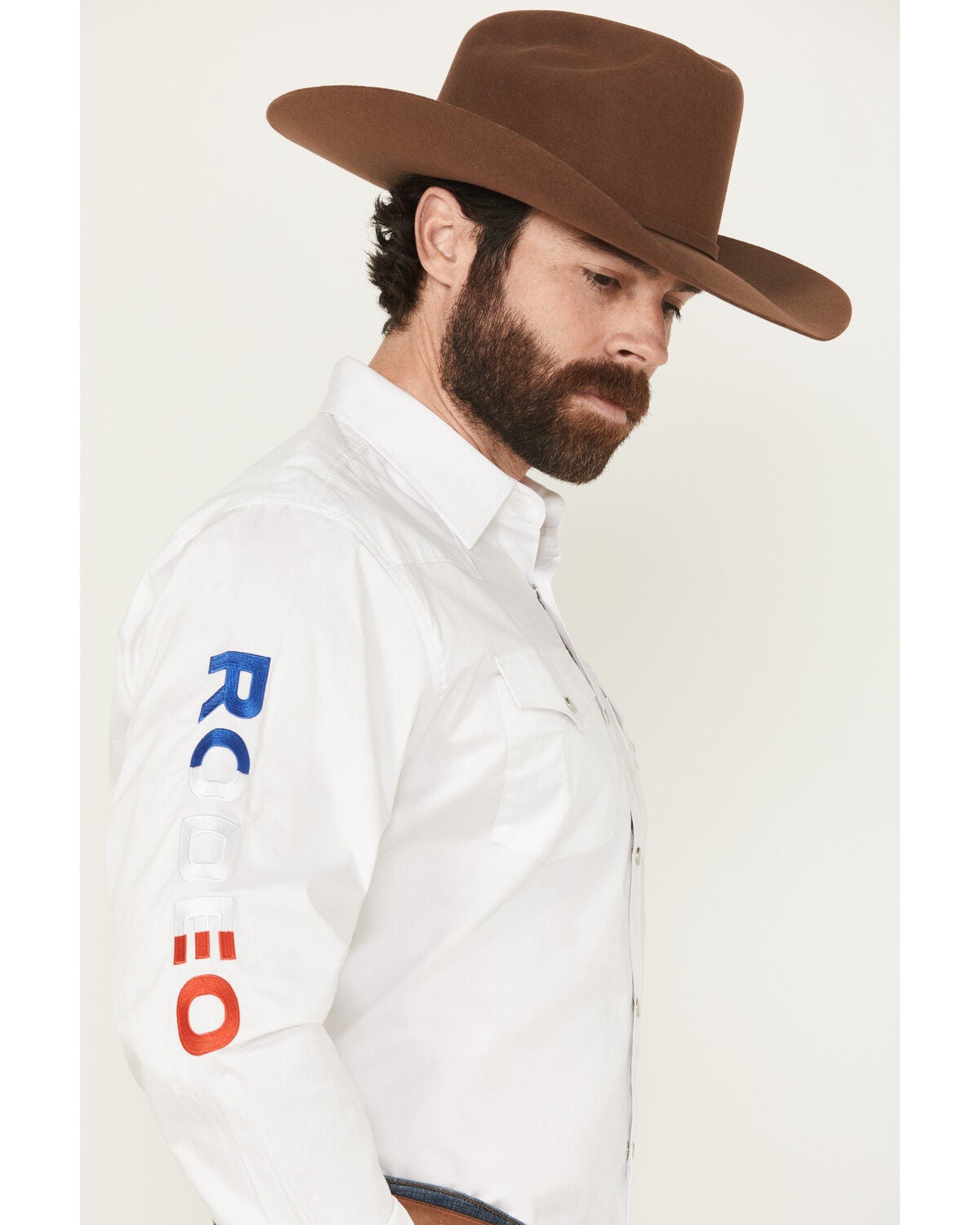 Rodeo Clothing Men's Boot Barn Exclusive America Solid Long Sleeve Pearl Snap Western Shirt, White, hi-res