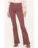 Image #1 - Miss Me Women's X-Shaped Flap Pocket High Rise Flare Jeans , Pink, hi-res