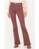 Image #1 - Miss Me Women's X-Shaped Flap Pocket High Rise Flare Jeans, Pink, hi-res