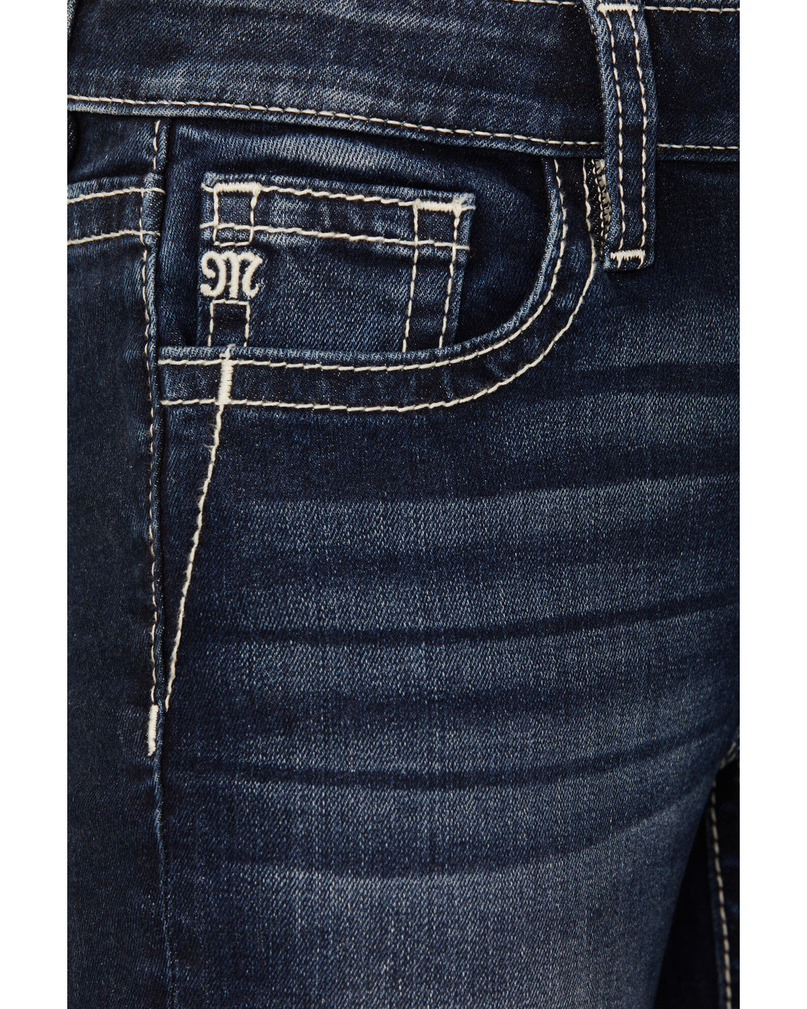 Image #4 - Miss Me Girls' Medium Wash Wing Pocket Bootcut Stretch Denim Jeans, Blue, hi-res