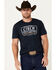 Image #1 - Cinch Men's American Denim License Plate Logo Short Sleeve Graphic T-Shirt, Navy, hi-res