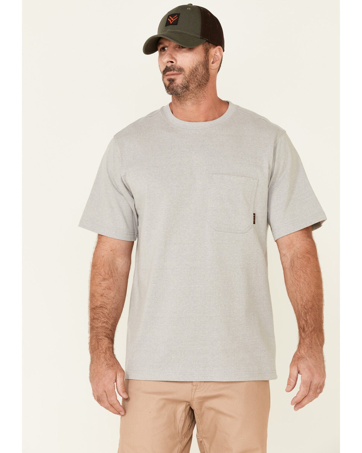 Hawx Men's Solid Light Gray Forge Short Sleeve Work Pocket T-Shirt - Tall, Light Grey, hi-res