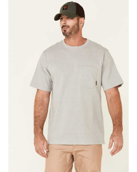 Image #1 - Hawx Men's Solid Light Gray Forge Short Sleeve Work Pocket T-Shirt - Tall, Light Grey, hi-res