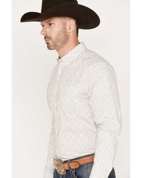 Image #2 - Cody James Men's Accent Geo Print Long Sleeve Button Down Shirt , Cream, hi-res
