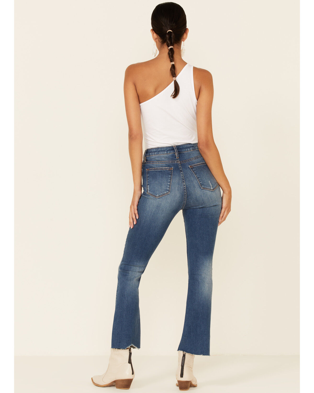 Image #4 - VIGOSS Women's High Rise Button Front Gwen Cropped Flare Jeans, Blue, hi-res
