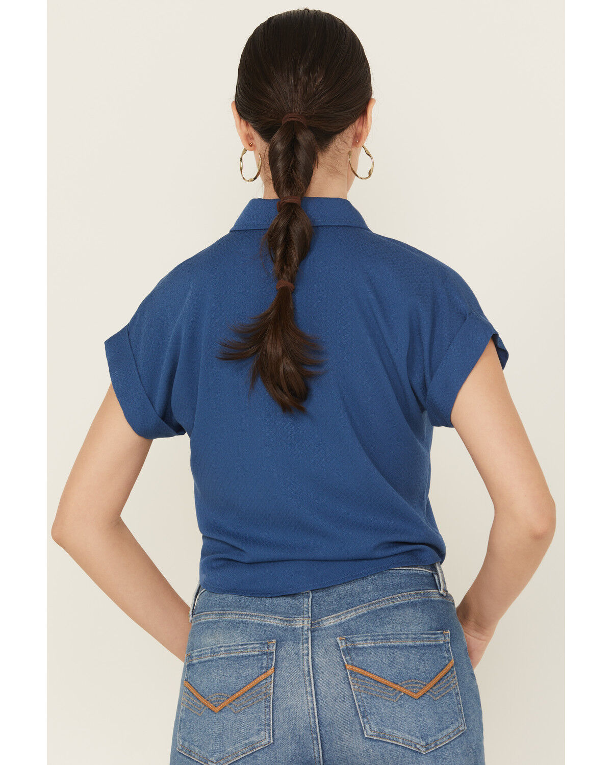 Image #5 - Idyllwind Women's Roland Embroidered Tie-Front Camp Shirt, Blue, hi-res