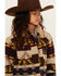 Image #2 - Shyanne Girls' Southwestern Print Sherpa Trim Shacket, Chocolate, hi-res