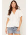 Image #1 - Lovestitch Women's Short Sleeve Peplum Top, White, hi-res