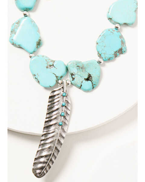 Image #2 - Shyanne Women's Silver & Turquoise Beaded Leaf Necklace, Silver, hi-res