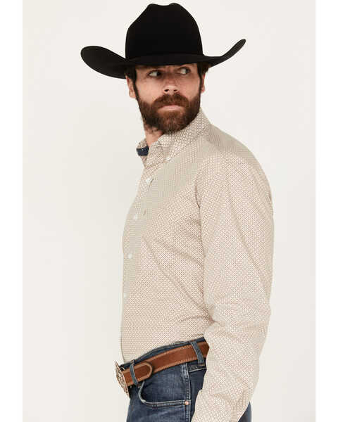 Image #2 - Stetson Men's Geo Print Long Sleeve Button Down Western Shirt, Brown, hi-res