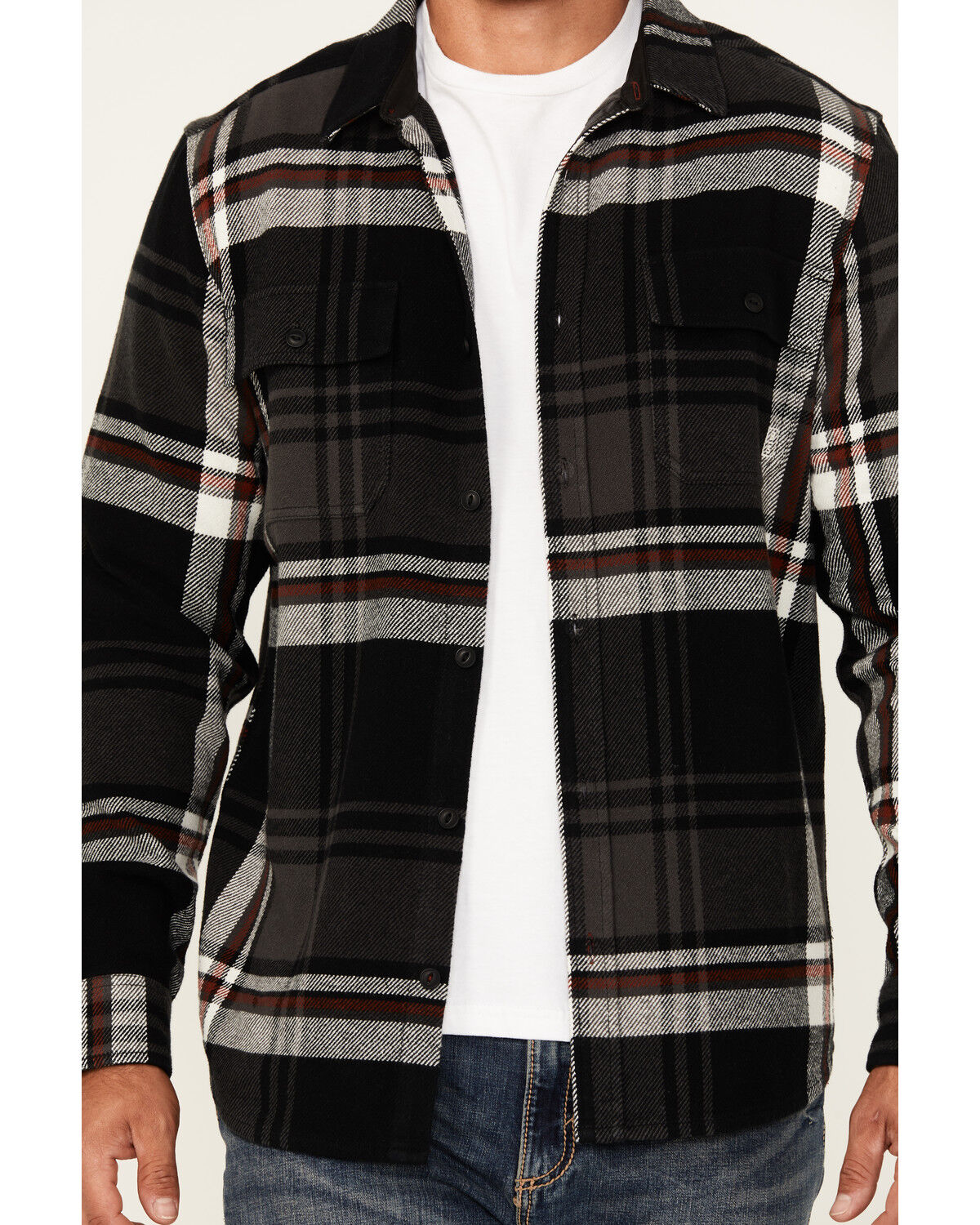 Image #3 - Brothers and Sons Men's Barrell Burley Plaid Print Long Sleeve Button-Down Flannel Shirt, Black, hi-res