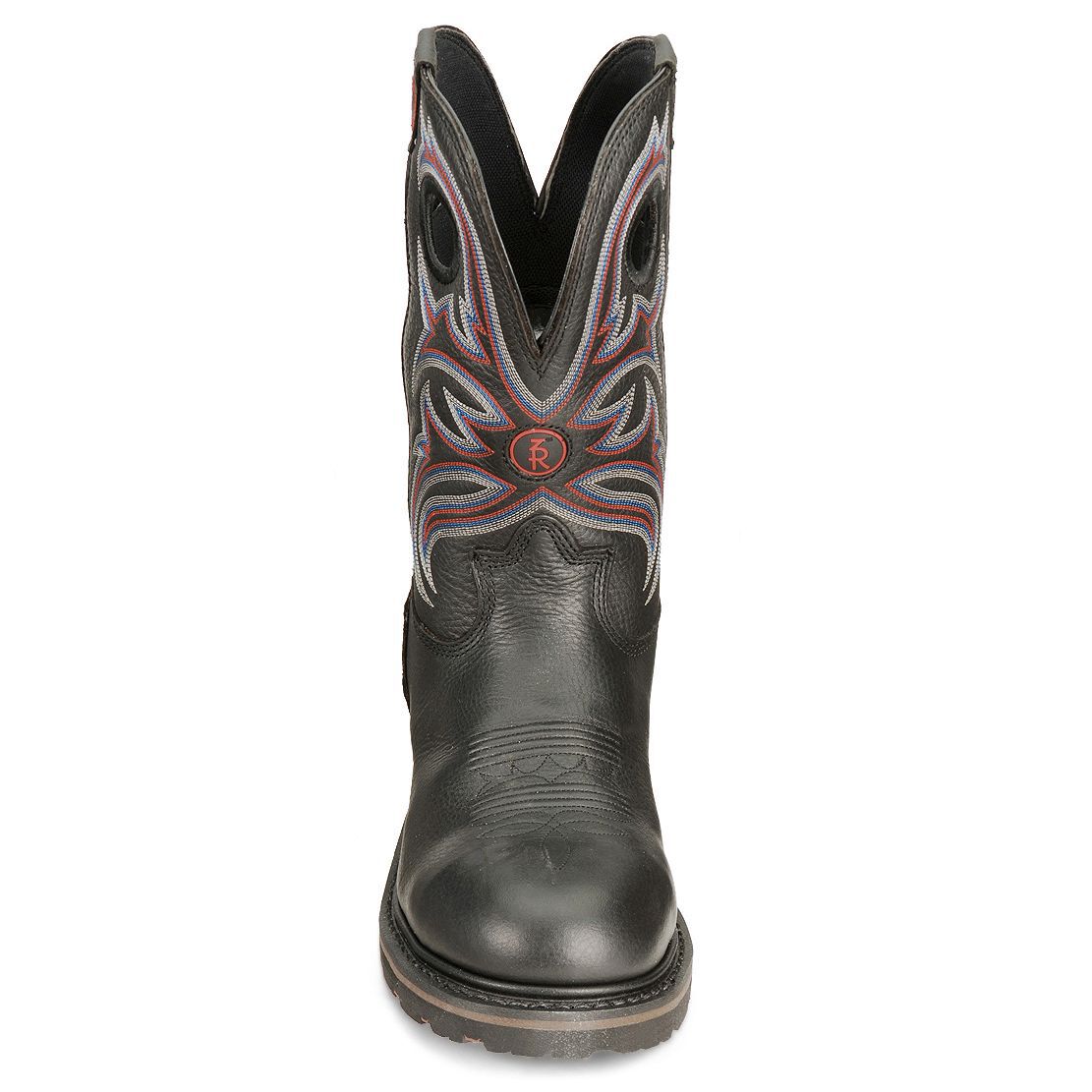 black pull on steel toe boots