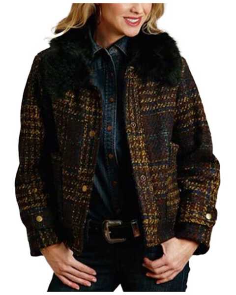Image #1 - Stetson Women's Boucle Plaid Jacket  , Multi, hi-res