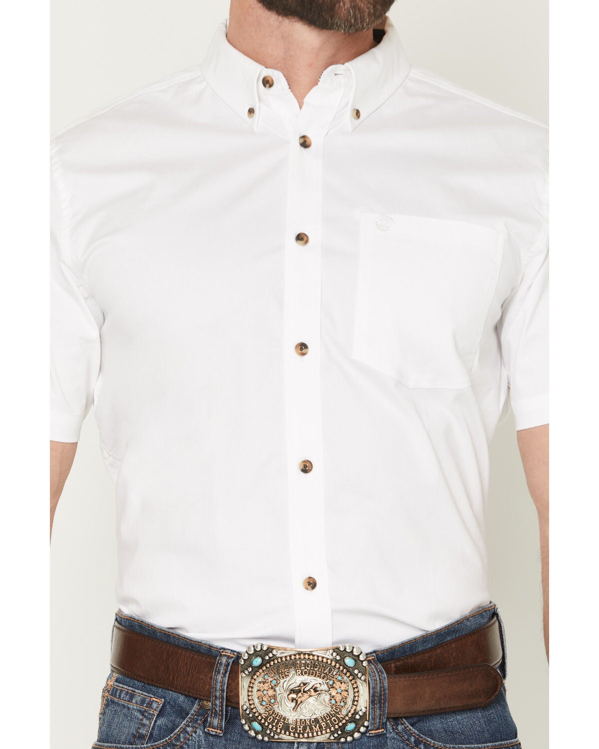 Image #3 - Cody James Men's Basic Solid Short Sleeve Button-Down Stretch Western Shirt, White, hi-res