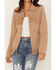 Image #3 - Fornia Women's Fringe Faux Leather Fringe Zip Jacket, Beige/khaki, hi-res