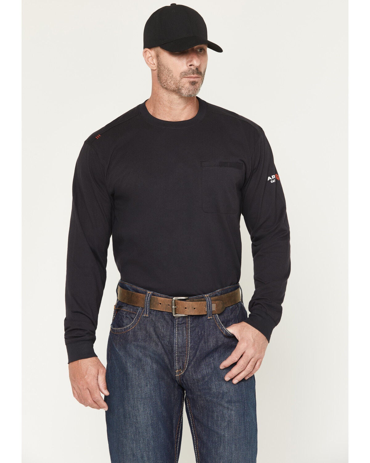 Image #1 - Ariat Men's FR Air Skull Long Sleeve Graphic Work Shirt, Black, hi-res