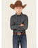Image #1 - Cody James Boys' Slingshot Medallion Print Long Sleeve Snap Western Shirt, Navy, hi-res