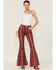 Ranch Dress'n Women's Mudcloth Print High Rise Super Flare Jeans , Rust Copper, hi-res
