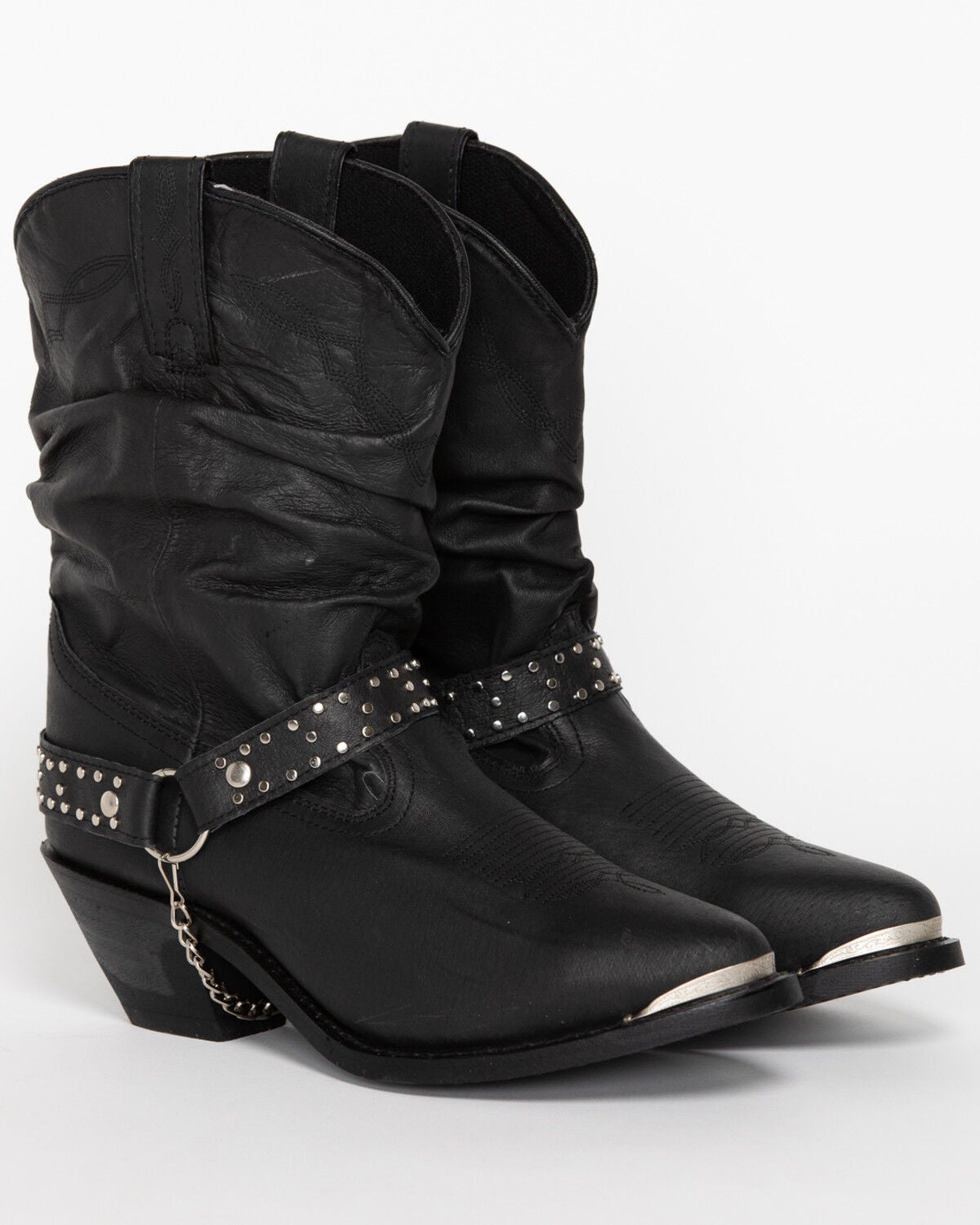 Shyanne Women's Tammye Slouch Harness Fashion Boots - Round Toe, Black, hi-res