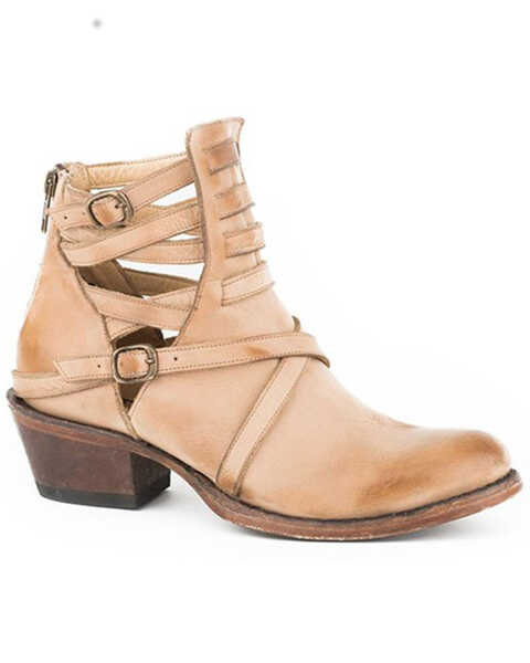 Image #1 - Stetson Women's Mercy Western Booties - Round Toe, Brown, hi-res