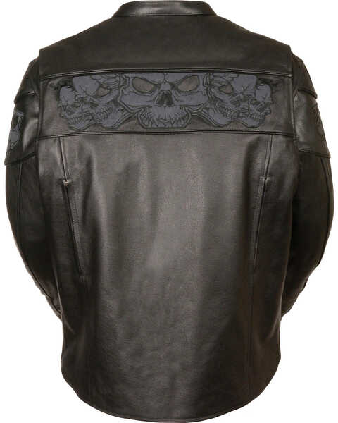 Image #3 - Milwaukee Leather Men's Reflective Skull Crossover Scooter Jacket - 3X, Black, hi-res