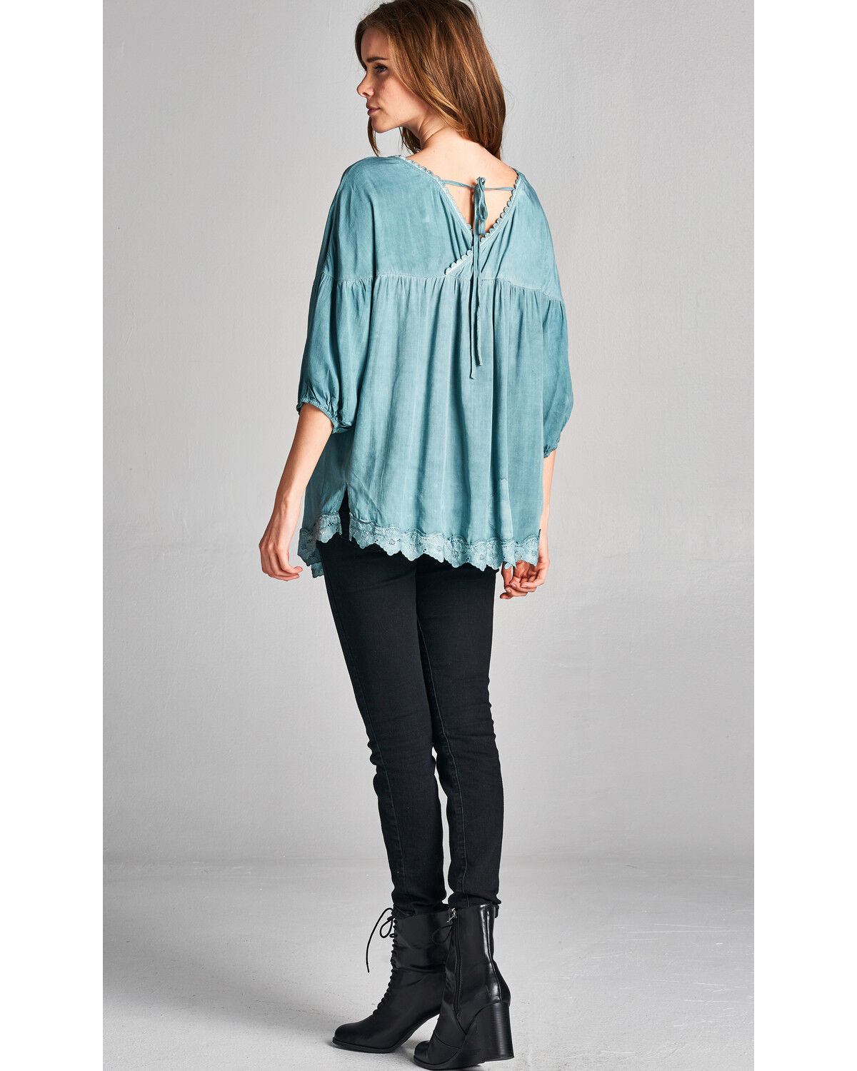 Image #3 - Hyku Women's Faded Floral Crochet Hem Top , , hi-res
